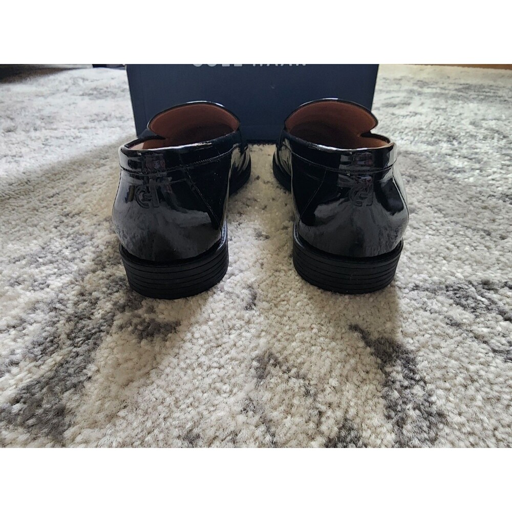 New Womens Cole Haan Black Patent Haverhill Penny Loafers Shoes Size 6.5 B - Picture 4 of 8